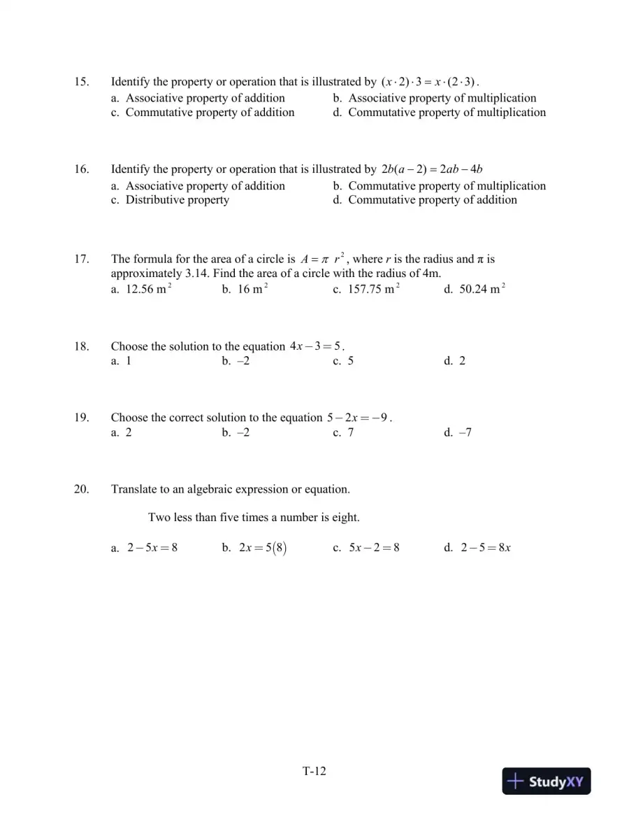 Test Bank for Introductory and Intermediate Algebra for College Students, 6th Edition, page 13