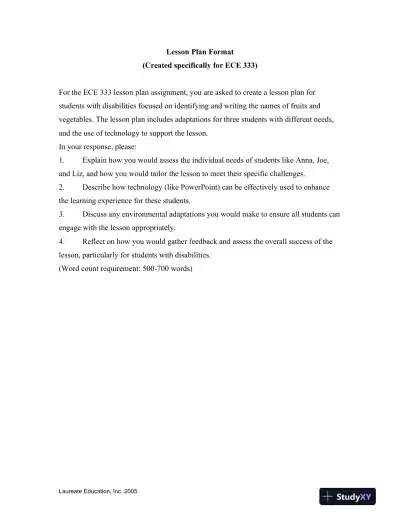 Lesson Plan Format (Created specifically for ECE 333) - Page 1 preview image