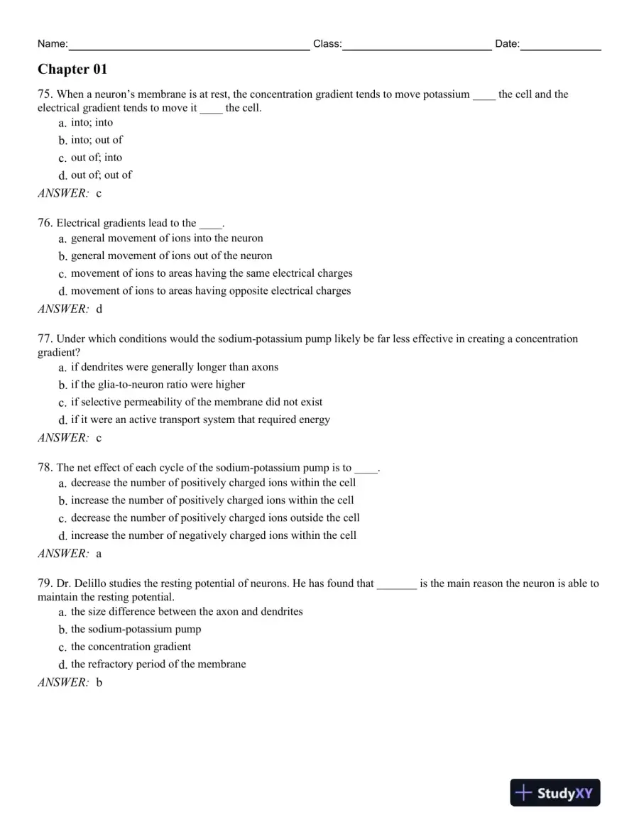 Biological Psychology, 13th Edition Test Bank, page 15