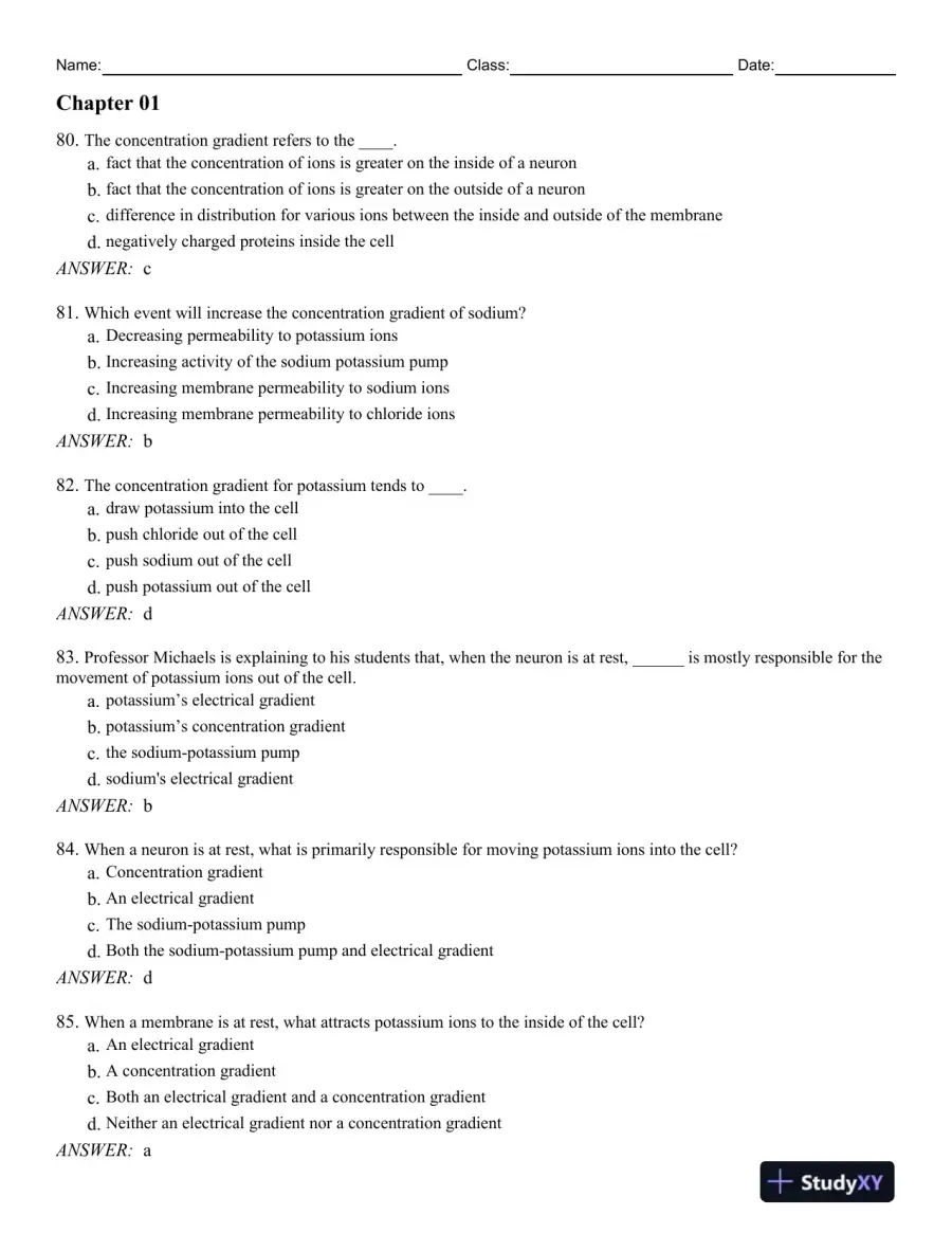 Biological Psychology, 13th Edition Test Bank, page 16