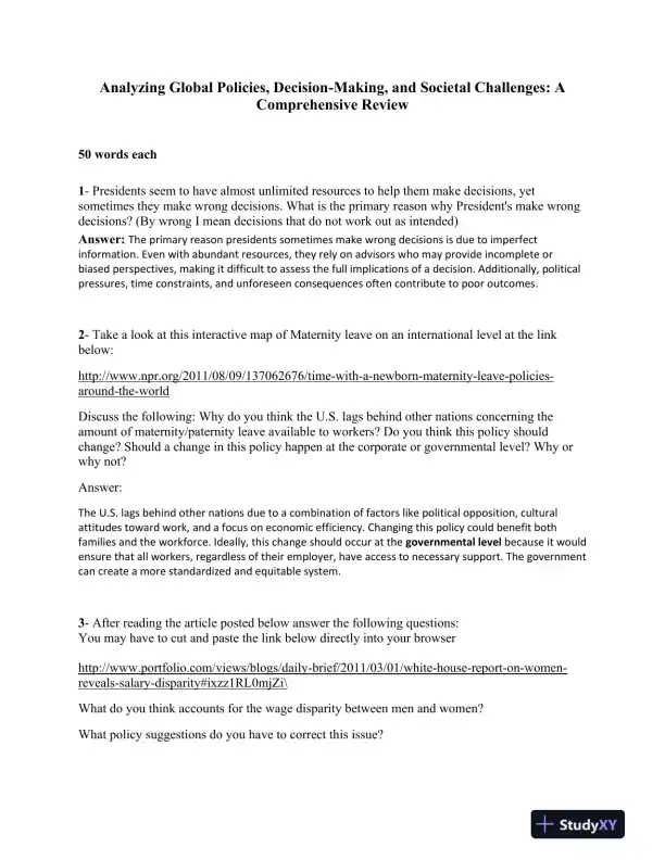 Analyzing Global Policies, Decision-Making, and Societal Challenges: A Comprehensive Review - Page 1 preview image
