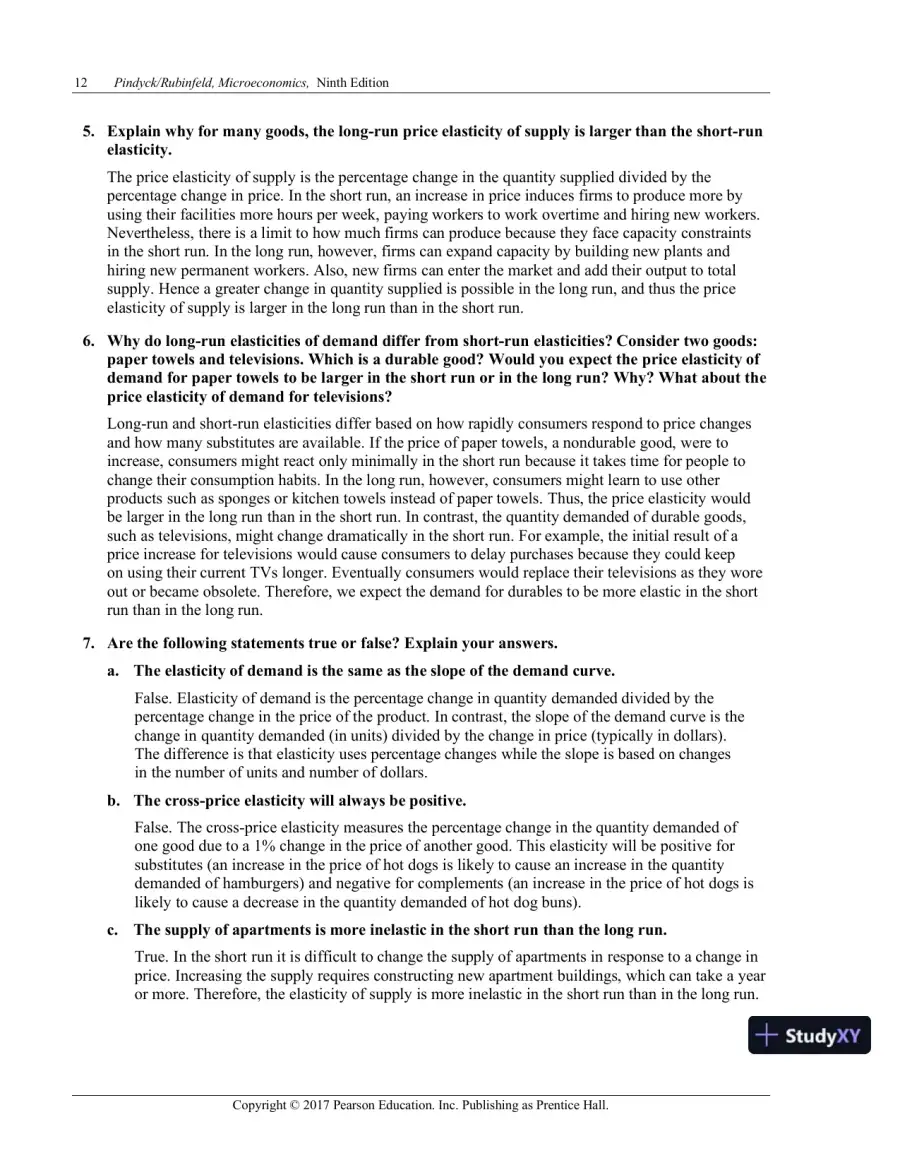 Solution Manual for Microeconomics, 9th Edition, page 15
