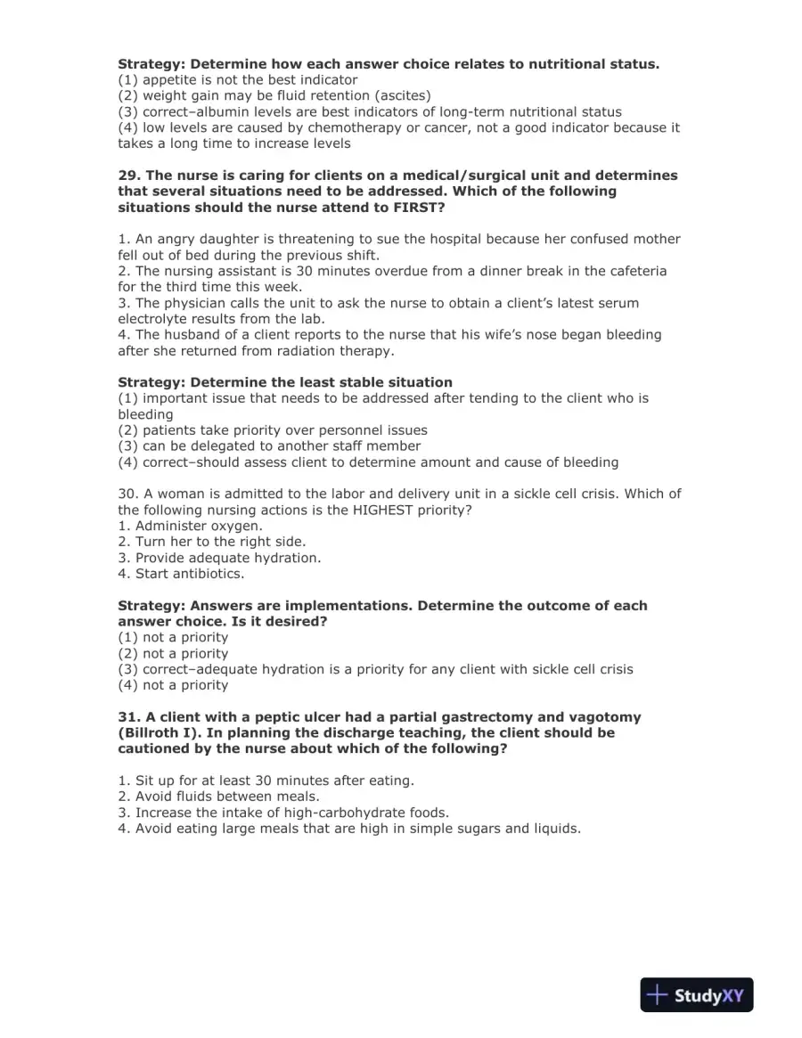 NCLEX Clinical Reasoning and Strategy Exam Preparation 4 With Answers (150 Solved Questions), page 12