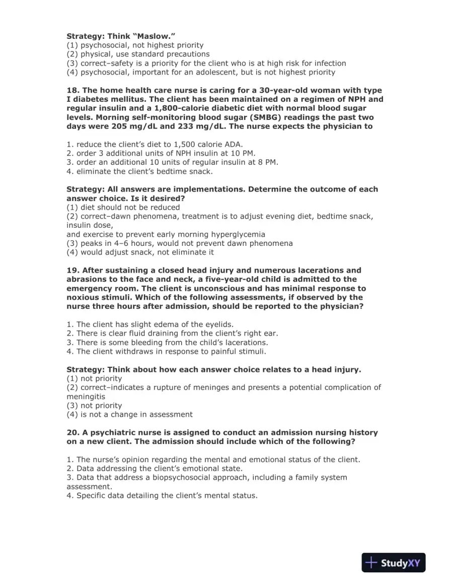 NCLEX Clinical Reasoning and Strategy Exam Preparation 4 With Answers (150 Solved Questions), page 8