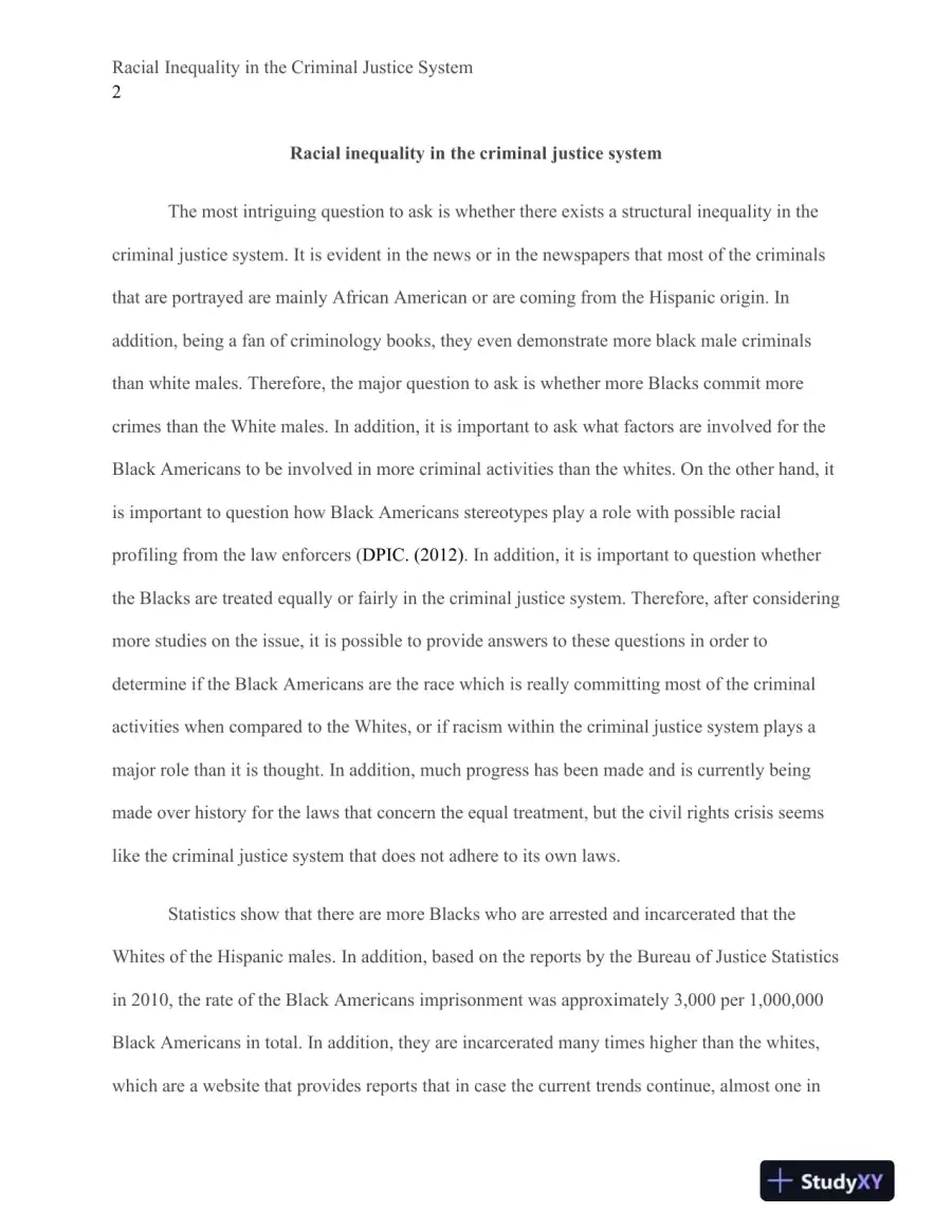 Racial Inequality in the Criminal Justice System, page 3