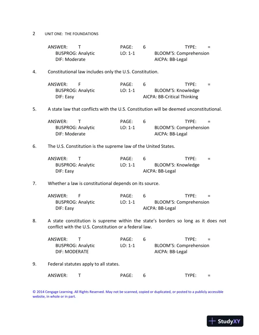 Cengage Advantage Books: Essentials of the Legal Environment, 4th Edition Test Bank, page 14