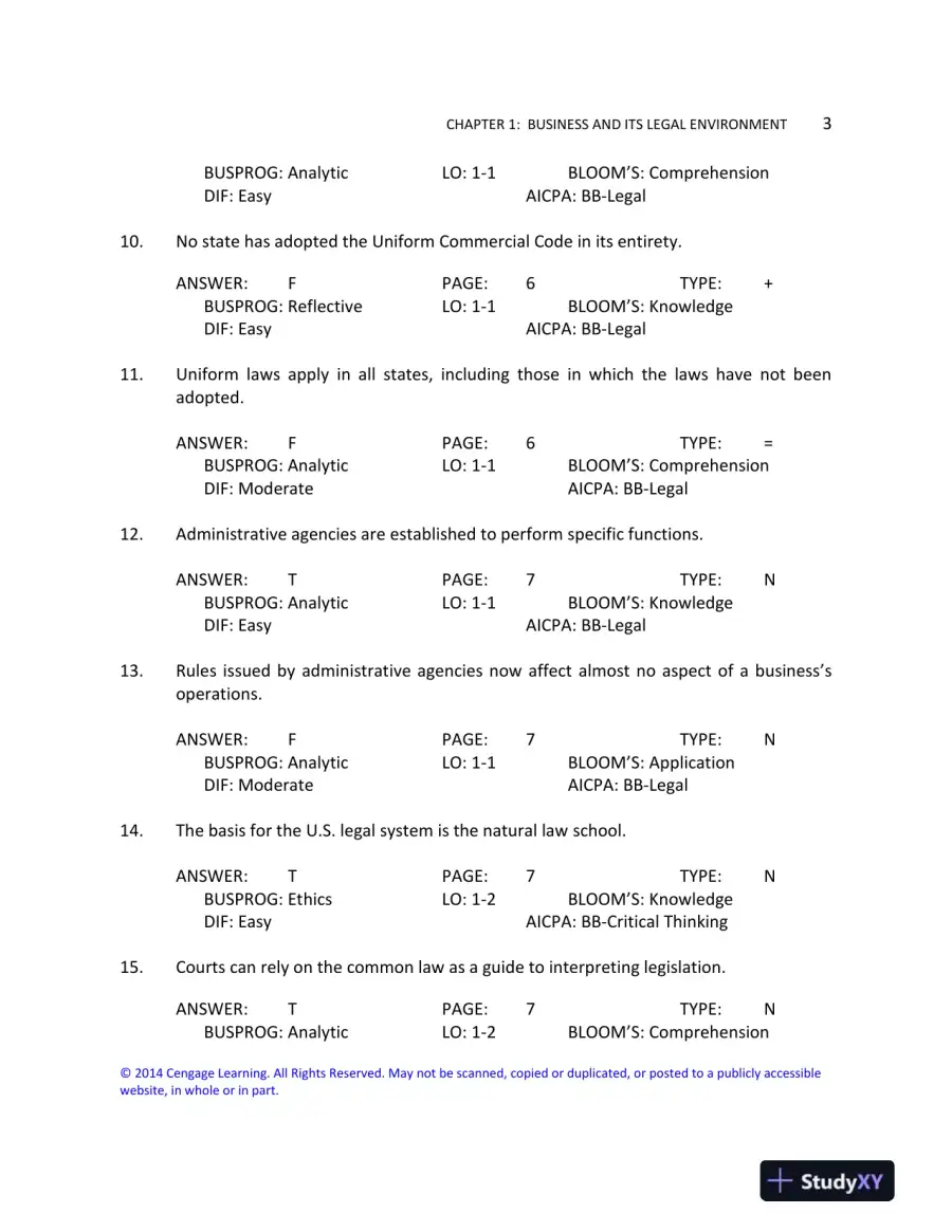 Cengage Advantage Books: Essentials of the Legal Environment, 4th Edition Test Bank, page 15