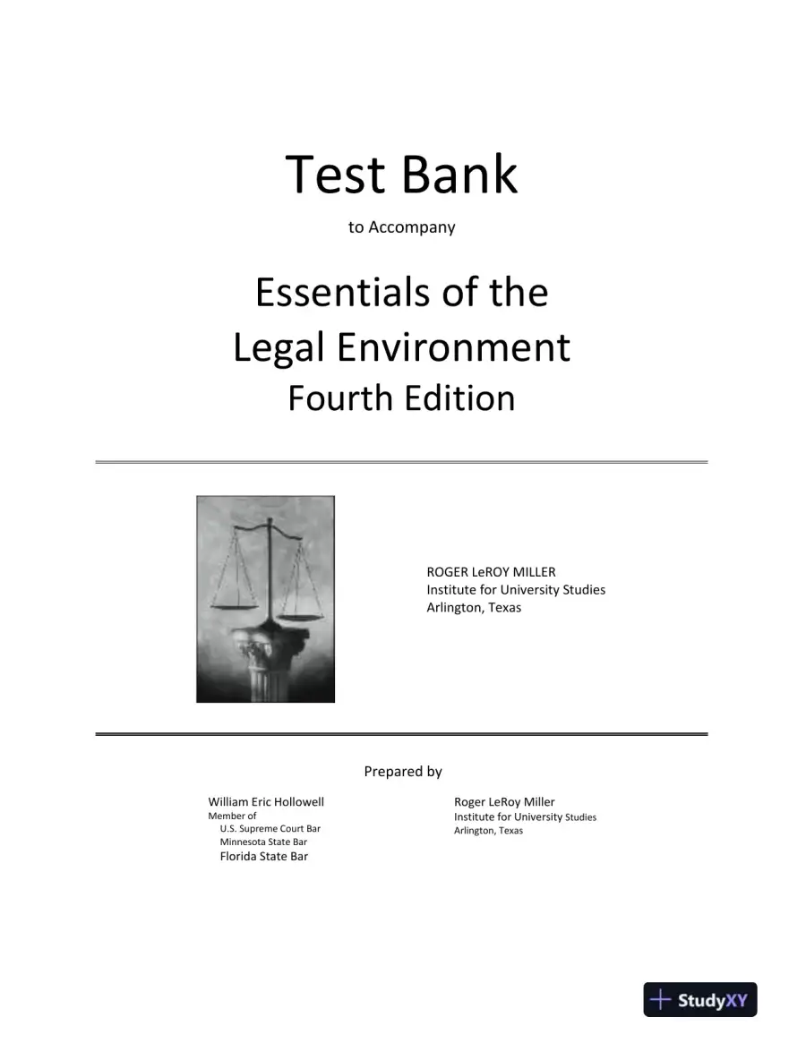 Cengage Advantage Books: Essentials of the Legal Environment, 4th Edition Test Bank, page 8