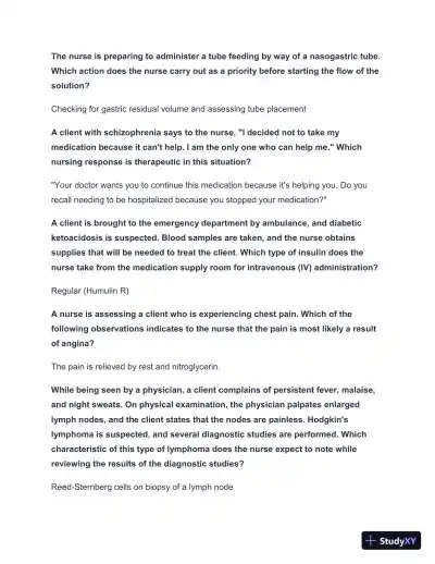 2024-2025 NCLEX Review Study Guide 2 with Answers (53 Solved Questions) - Page 3 preview image