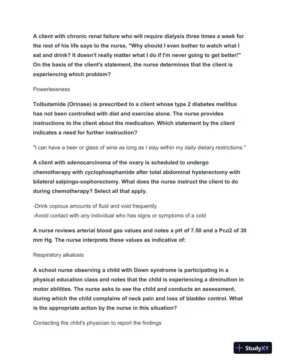2024-2025 NCLEX Review Study Guide 2 with Answers (53 Solved Questions), page 4