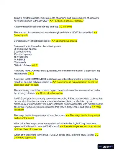 New RPSGT Exam - Study Guide and Practice test with Answers (999 Solved Questions) - Page 3 preview image