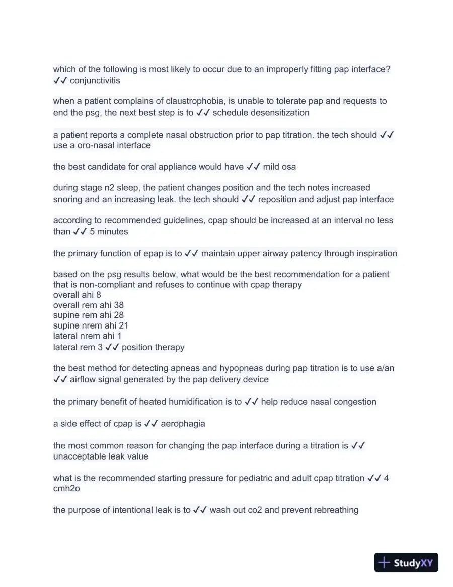 New RPSGT Exam - Study Guide and Practice test with Answers (999 Solved Questions), page 7