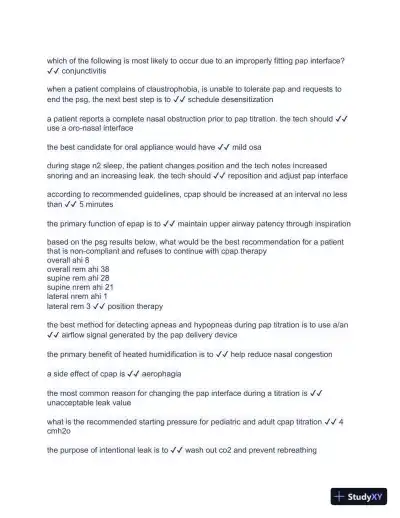 New RPSGT Exam - Study Guide and Practice test with Answers (999 Solved Questions) - Page 7 preview image