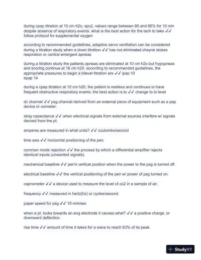 New RPSGT Exam - Study Guide and Practice test with Answers (999 Solved Questions) - Page 8 preview image