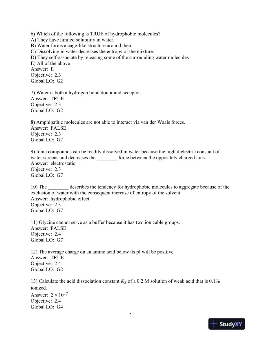 Test Bank For Biochemistry: Concepts and Connections, 1st Edition, page 6