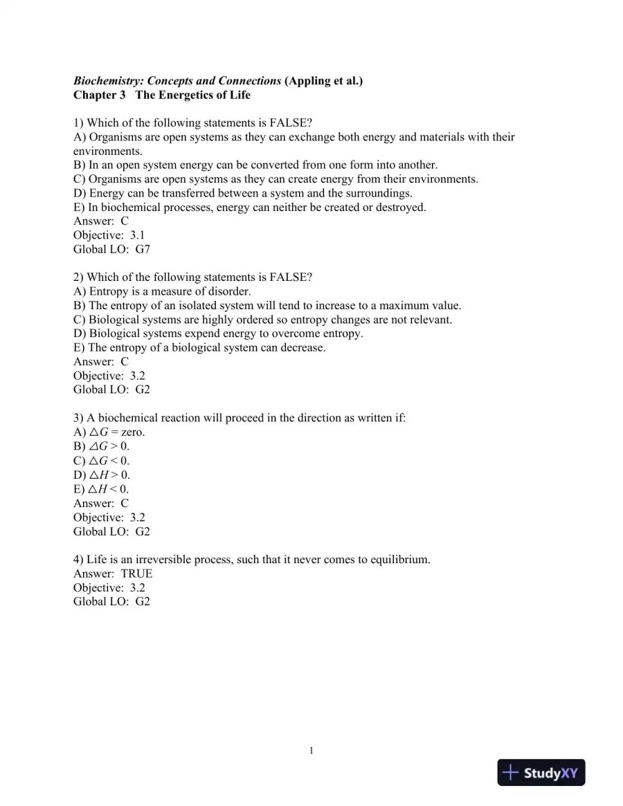 Test Bank For Biochemistry: Concepts and Connections, 1st Edition, page 9