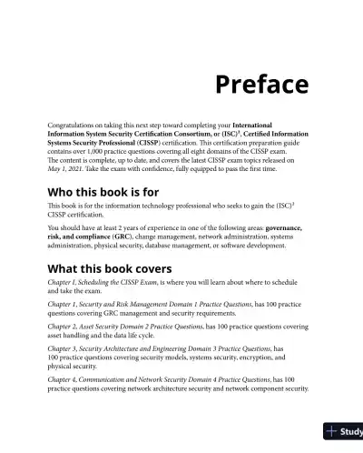 CISSP ISC2 Certification Practice Exams and Tests: All 8 CISSP domains for May 2021 (2021) - Page 13 preview image