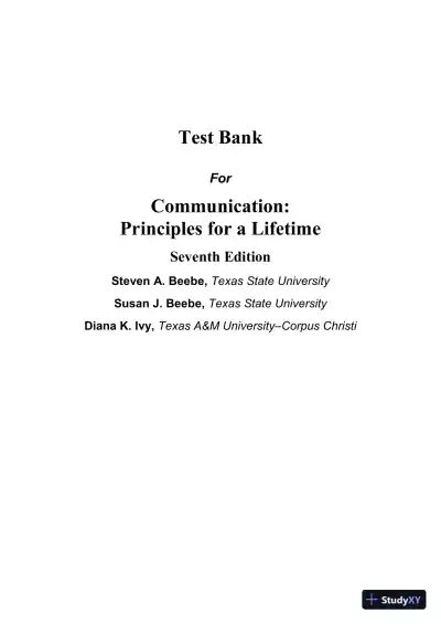 Test Bank for Communication: Principles for a Lifetime, 7th Edition - Page 1 preview image