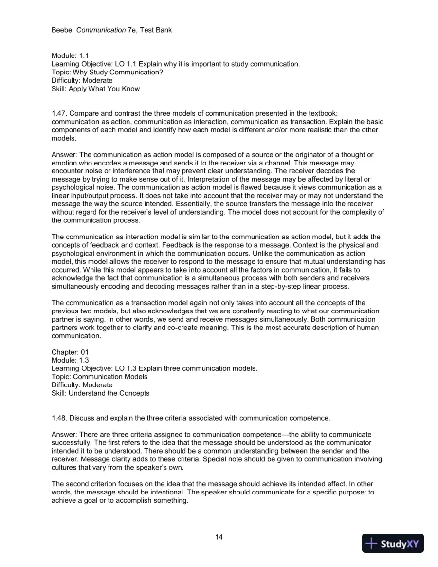 Test Bank for Communication: Principles for a Lifetime, 7th Edition, page 16