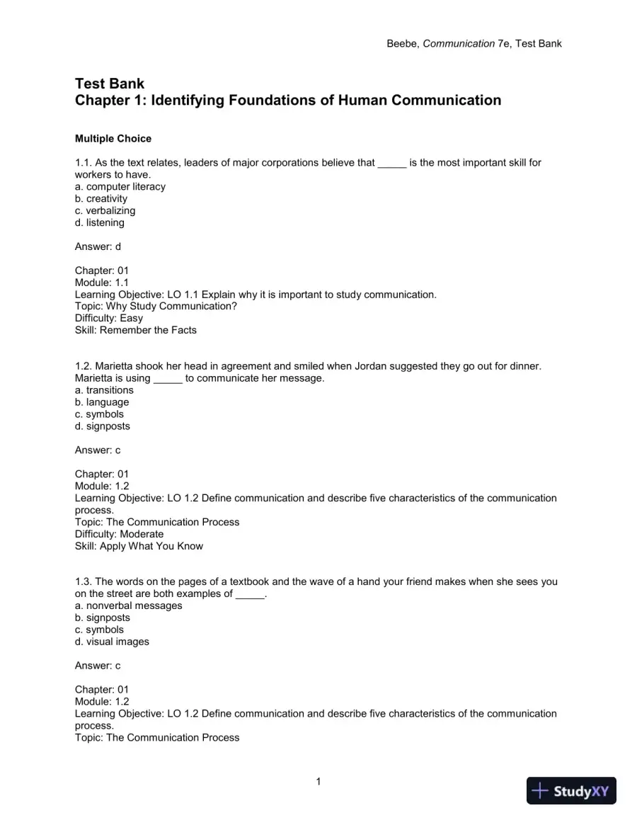 Test Bank for Communication: Principles for a Lifetime, 7th Edition, page 3
