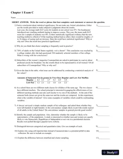 Essentials of Statistics, 6th Edition Test Bank - Page 13 preview image
