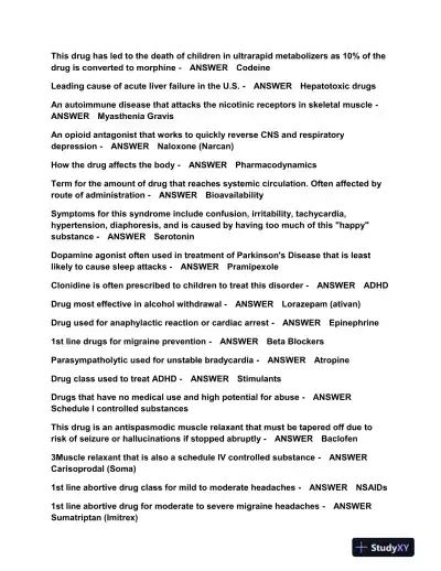 2023-2024 NUR635 Pharmacology Midterm Exam With Answers (122 Solved Questions) - Page 3 preview image