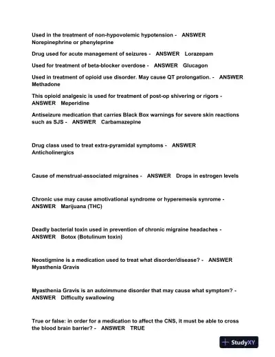 2023-2024 NUR635 Pharmacology Midterm Exam With Answers (122 Solved Questions) - Page 4 preview image