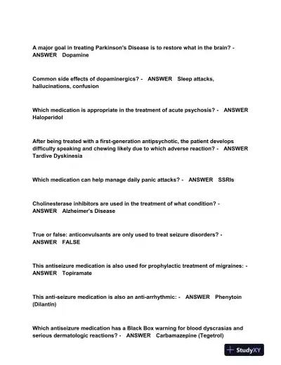 2023-2024 NUR635 Pharmacology Midterm Exam With Answers (122 Solved Questions) - Page 5 preview image