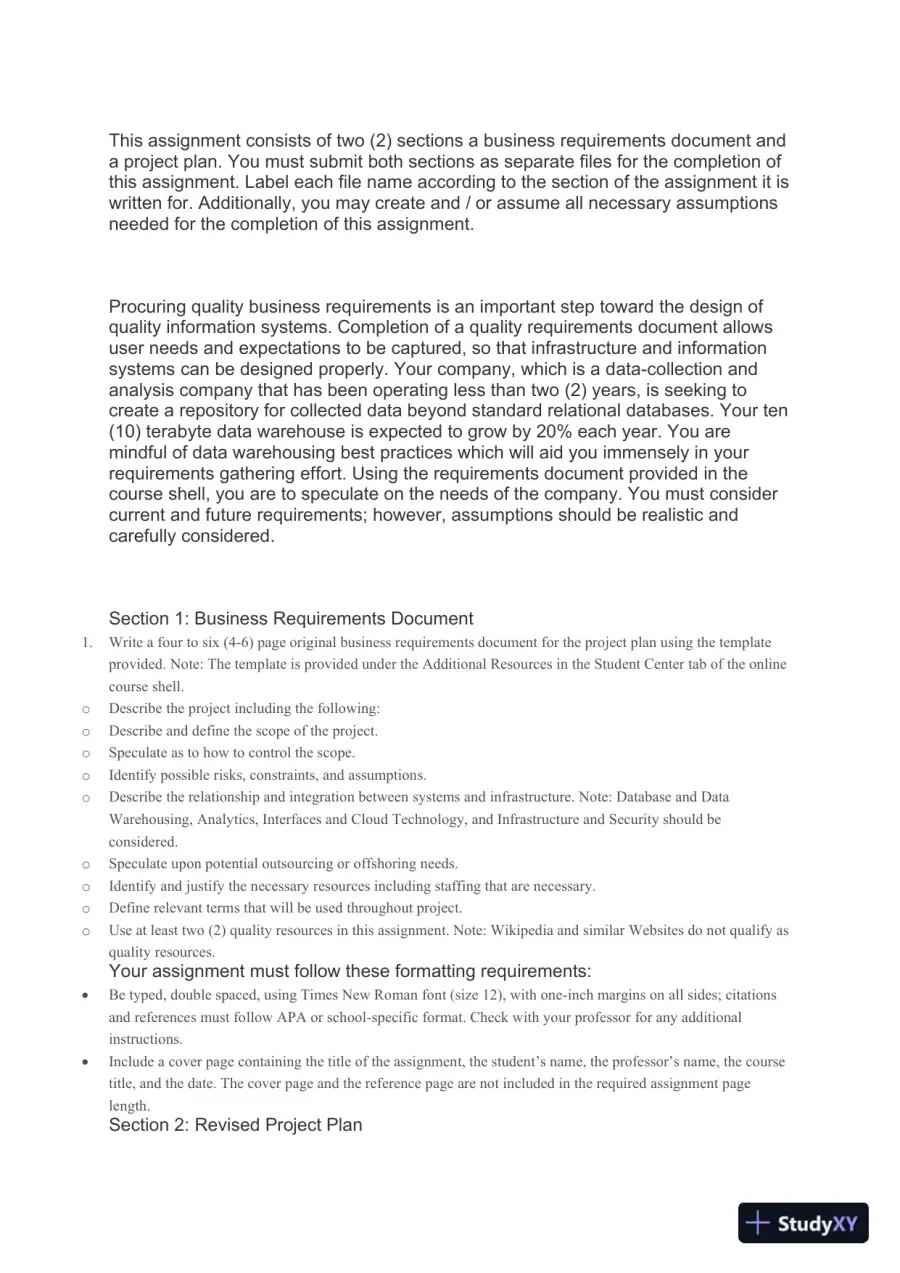 Project Deliverable 2 Business Requirements, page 3