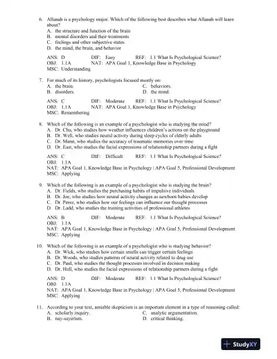 Psychological Science Fifth Edition Test Bank - Page 3 preview image
