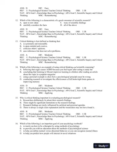 Psychological Science Fifth Edition Test Bank - Page 4 preview image