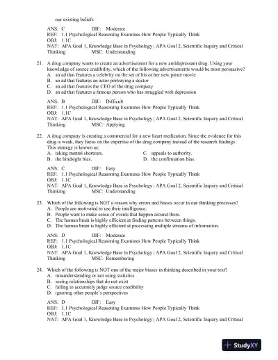 Psychological Science Fifth Edition Test Bank - Page 6 preview image