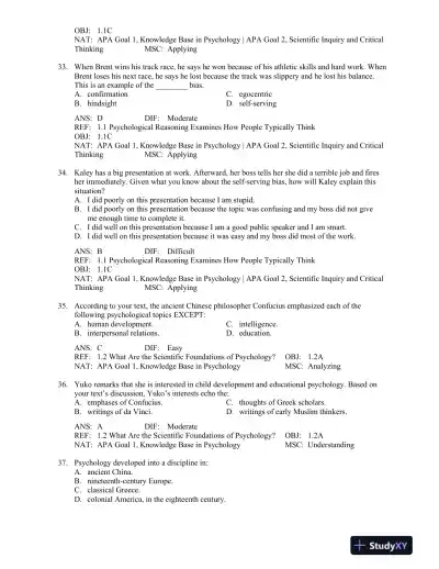 Psychological Science Fifth Edition Test Bank - Page 9 preview image
