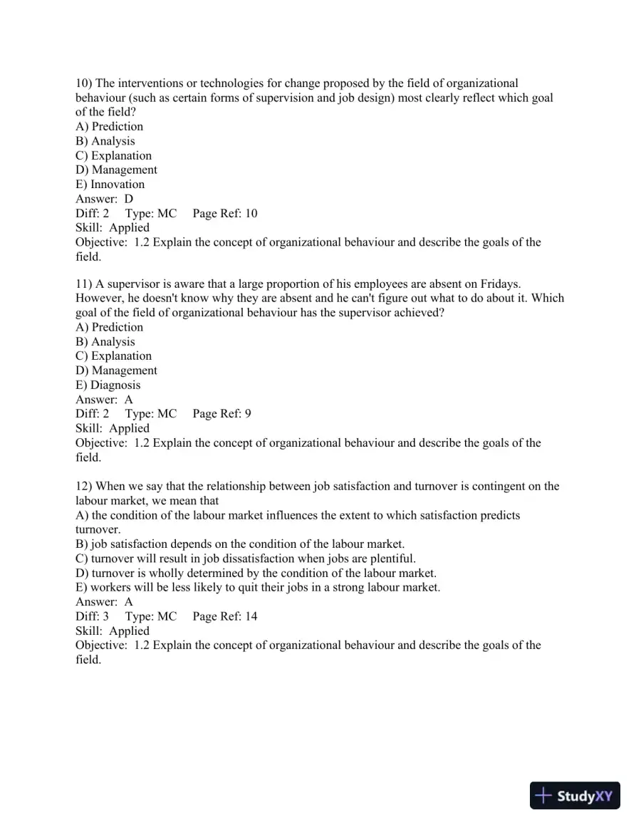 Organizational Behaviour: Understanding and Managing Life at Work 7th Edition Test Bank, page 11