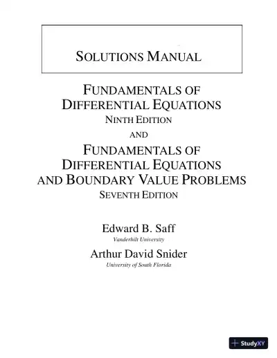 Solution Manual for Fundamentals of Differential Equations, 9th Edition - Page 1 preview image