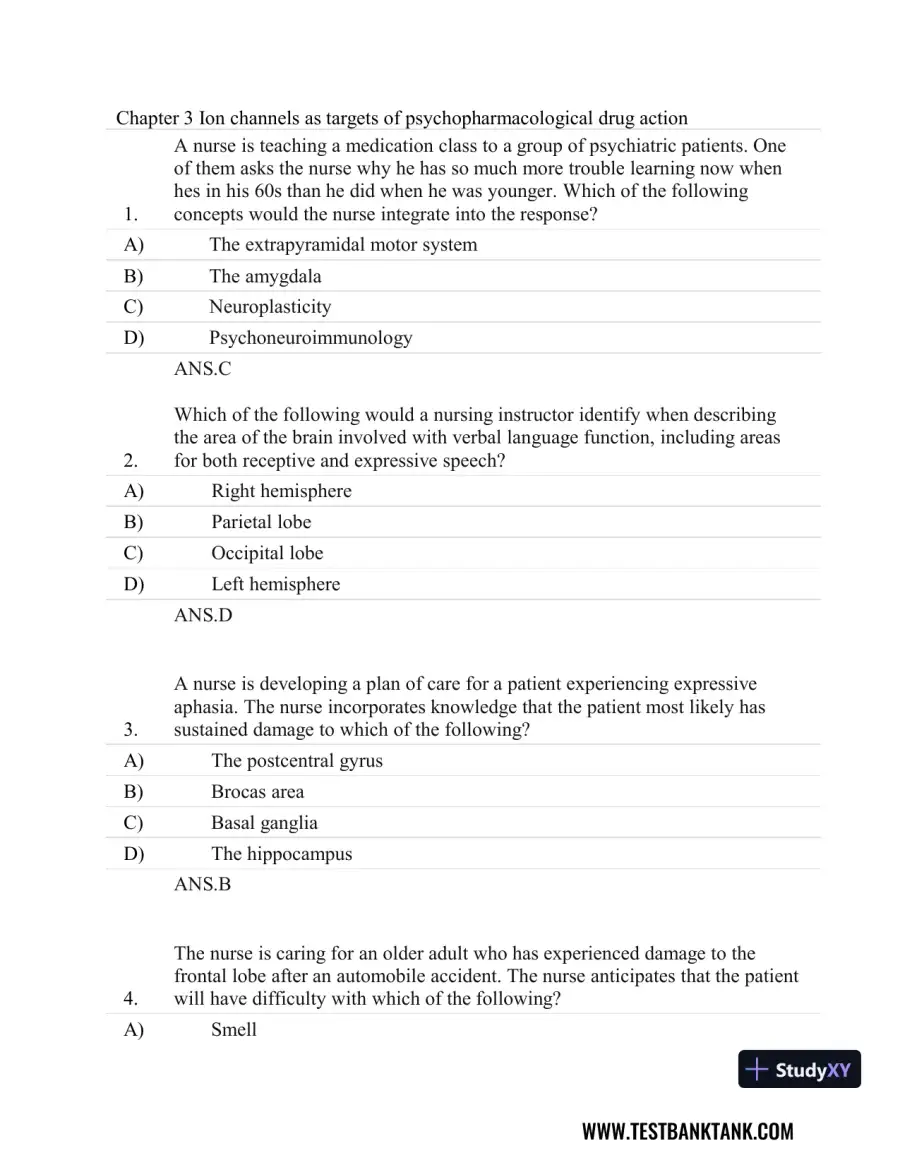 Stahl's Essential Psychopharmacology: Neuroscientific Basis and Practical Applications 4th Edition Test Bank, page 15