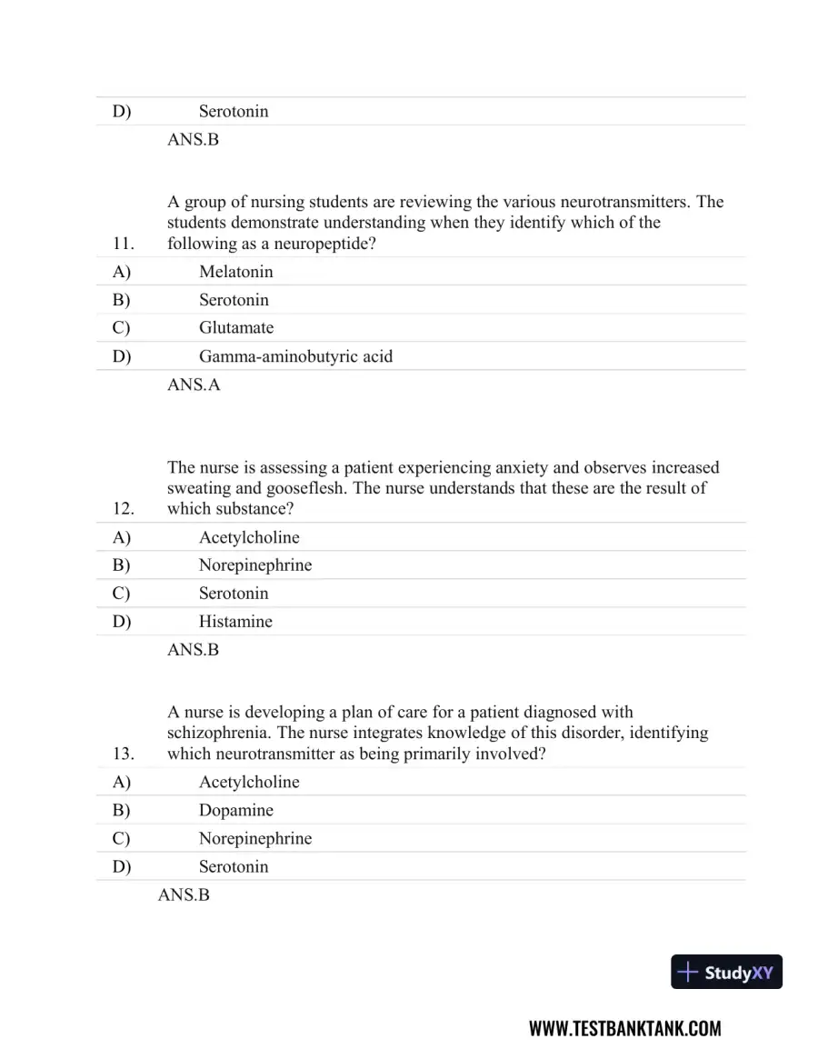 Stahl's Essential Psychopharmacology: Neuroscientific Basis and Practical Applications 4th Edition Test Bank, page 18