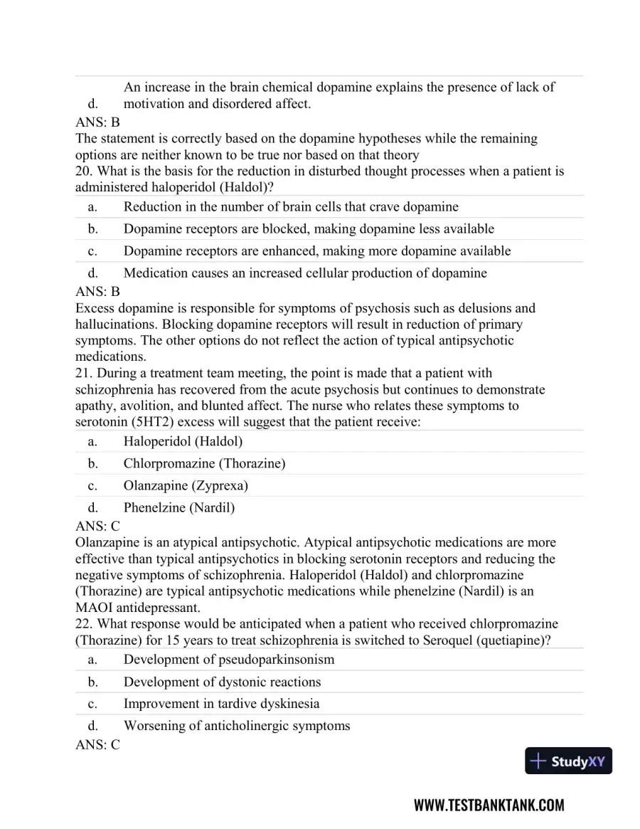 Stahl's Essential Psychopharmacology: Neuroscientific Basis and Practical Applications 4th Edition Test Bank, page 27