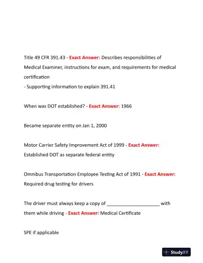 2022-2024 NRCME Pharmacology Review Questions With Answers (96 Solved Questions) - Page 4 preview image