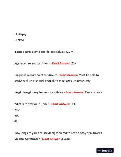 2022-2024 NRCME Pharmacology Review Questions With Answers (96 Solved Questions) - Page 6 preview image
