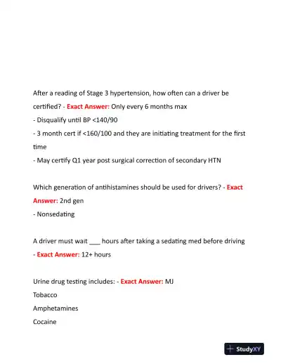 2022-2024 NRCME Pharmacology Review Questions With Answers (96 Solved Questions) - Page 7 preview image