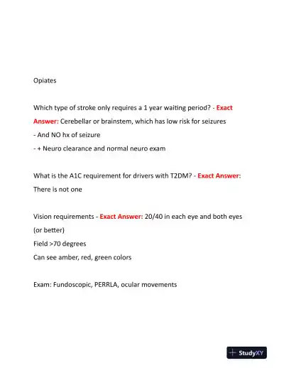 2022-2024 NRCME Pharmacology Review Questions With Answers (96 Solved Questions) - Page 8 preview image