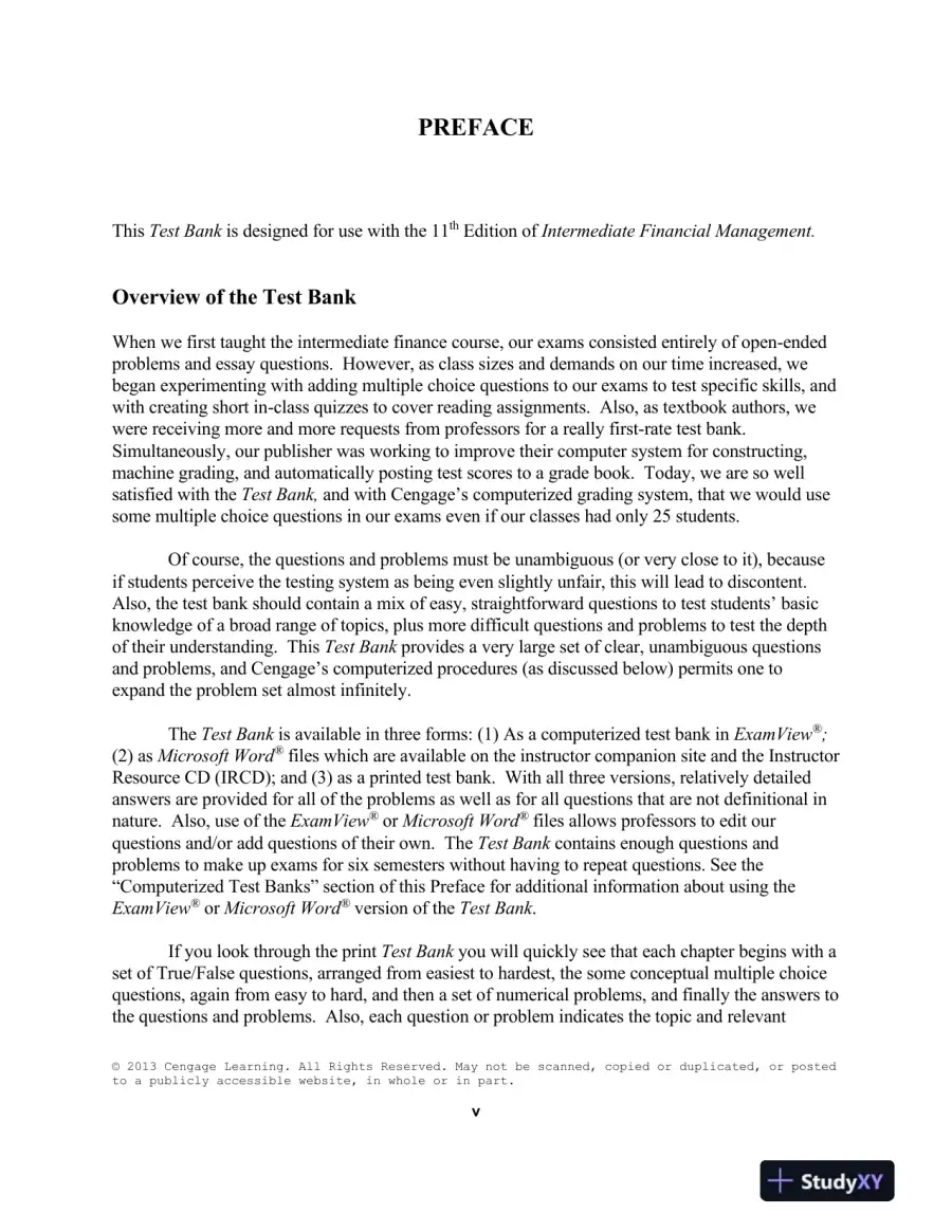 Test Bank For Intermediate Financial Management, 11th Edition, page 4