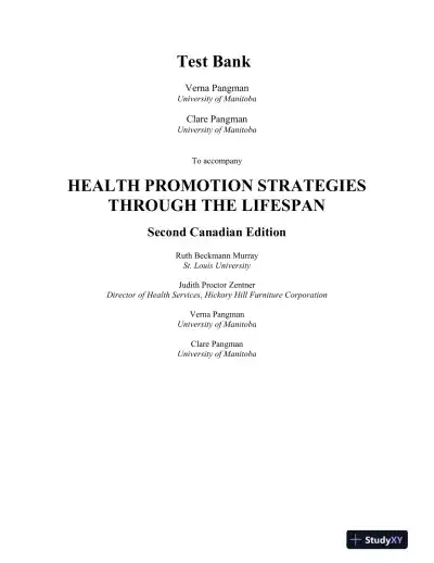 Health Promotion Strategies Through The Lifespan, Second Canadian Edition Test Bank - Page 1 preview image