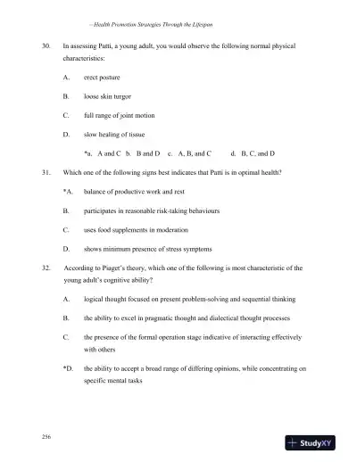 Health Promotion Strategies Through The Lifespan, Second Canadian Edition Test Bank - Page 14 preview image