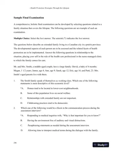 Health Promotion Strategies Through The Lifespan, Second Canadian Edition Test Bank - Page 4 preview image