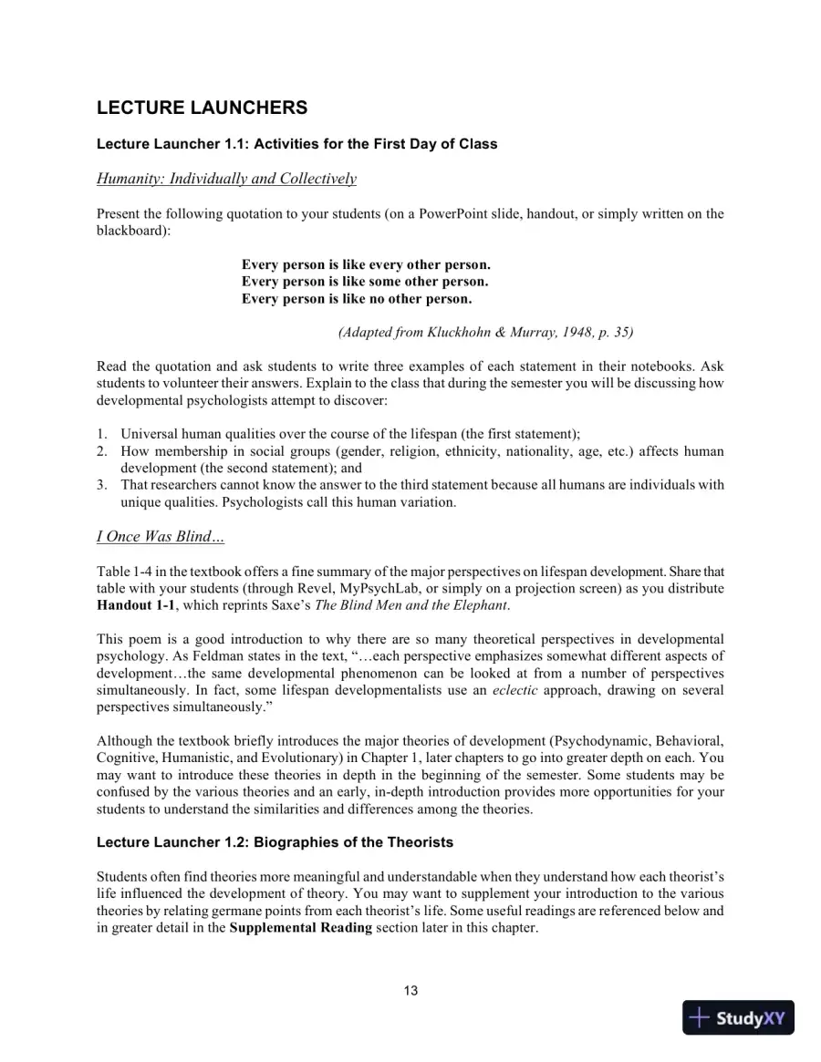 Class Notes for Development Across the Life Span, 8th Edition, page 15