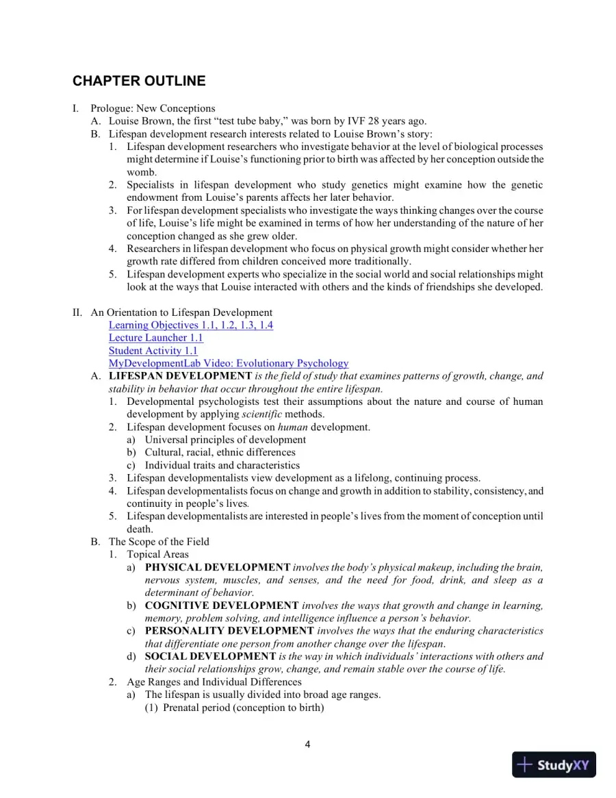 Class Notes for Development Across the Life Span, 8th Edition, page 6