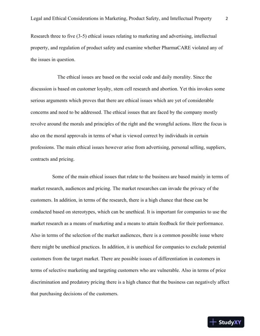 LEG 500 Assignment 4: Legal and Ethical Considerations in Marketing, Product Safety, and Intellectual Property, page 3