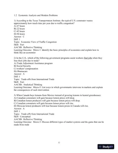 Test Bank for Survey of Economics: Principles, Applications, and Tools, 8th Edition - Page 14 preview image